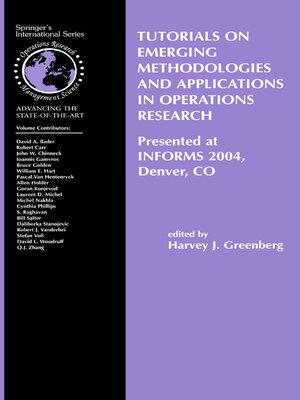 cover image of Tutorials on Emerging Methodologies and Applications in Operations Research